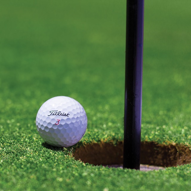 Golf ball on a golf green